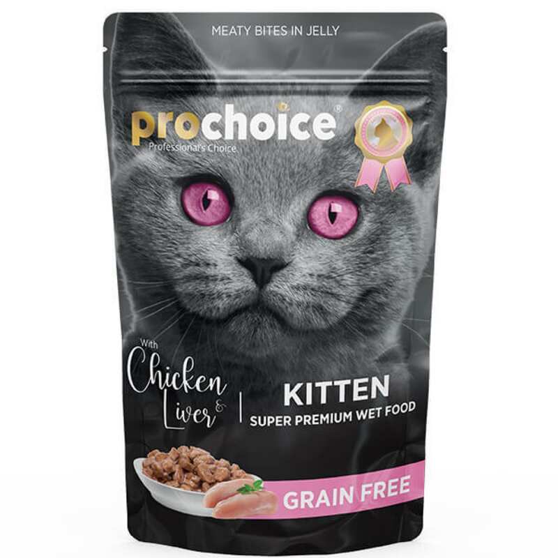 PROCHOİCE TAHILSIZ KİTTEN TAVUK VE CİĞERLİ YAVRU KEDİ KONSERVESİ 85 GR.