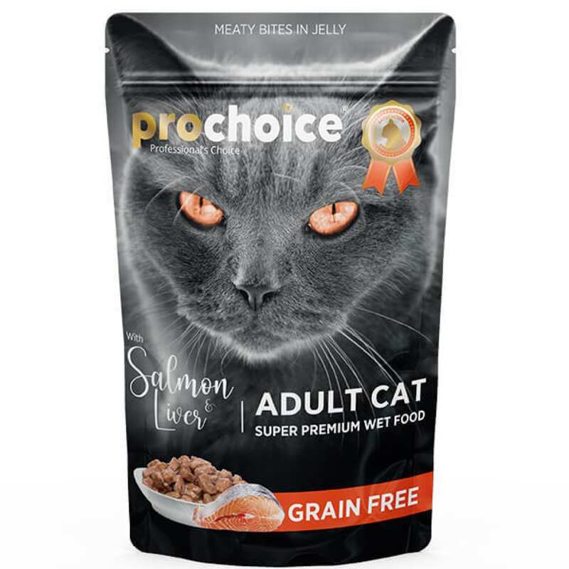 PROCHOİCE TAHILSIZ SOMON VE CİĞERLİ YETİŞKİN KEDİ KONSERVESİ 85 GR.
