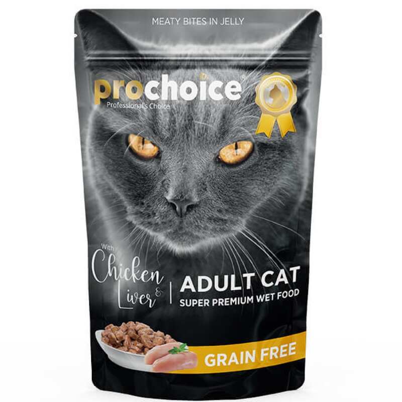 PROCHOİCE TAHILSIZ TAVUK VE CİĞERLİ YETİŞKİN KEDİ KONSERVESİ 85 GR.