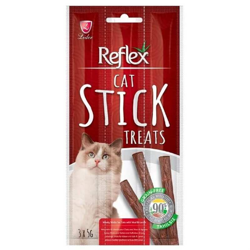 REFLEX BİFTEKLİ VE KUZULU TAHILSIZ KEDİ ÖDÜL ÇUBUĞU 5 GR 3 ADET