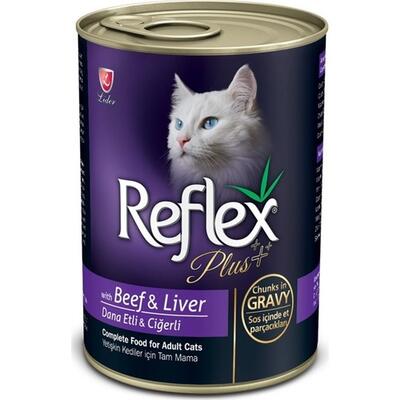 Reflex Plus Biftek Ve Ciğerli Kedi Konserve Sos İçinde Et Parçacıklı 400 Gr. - 1