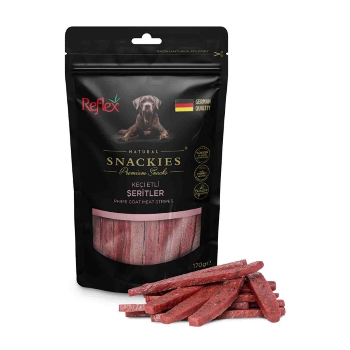 Reflex Snackies Keçi Etli Şeritler Yetişkin Köpek Ödülü 170gr - 1
