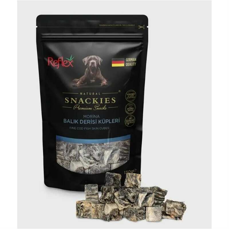 Reflex Snackies Morina Balık Derisi Küpleri Yetişkin Köpek Ödülü 130gr