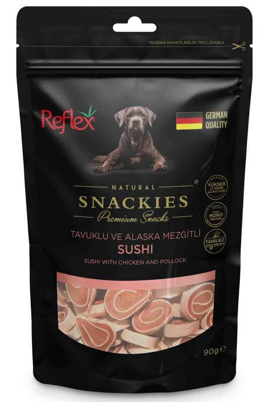 Reflex Snackies Tavuklu ve Balıklı Sushi Köpek Ödül Maması 90gr