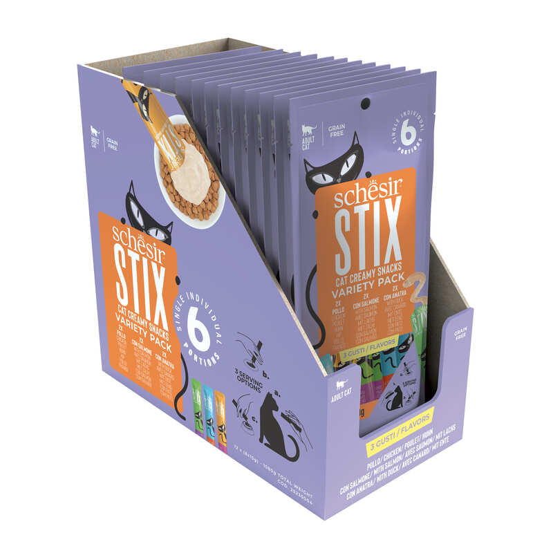 Schesir Cat Stix Karışık Lezzetli Krema Kedi Ödülü 6x15gr (1)