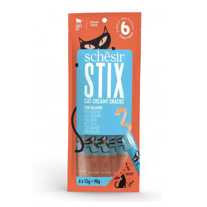 SCHESIR STIX CAT ÖDÜL MOUSSE SOMON 6X15G - 1