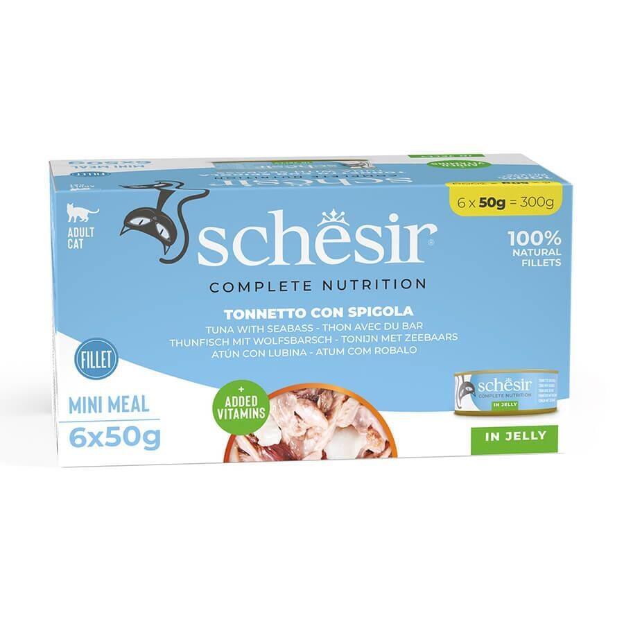 Schesir Tam ve Dengeli Ton Balığı ile Levrekli Jöle İçinde Kedi Konservesi Multipack 6x50g - 1