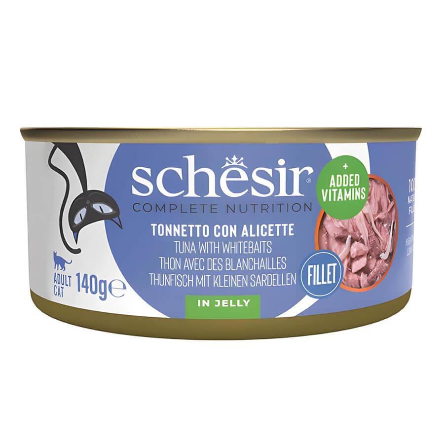 Schesir Tam ve Dengeli Ton Balığı ile Ringa Balıklı Jöle İçinde Kedi Konservesi 140 Gr - 1