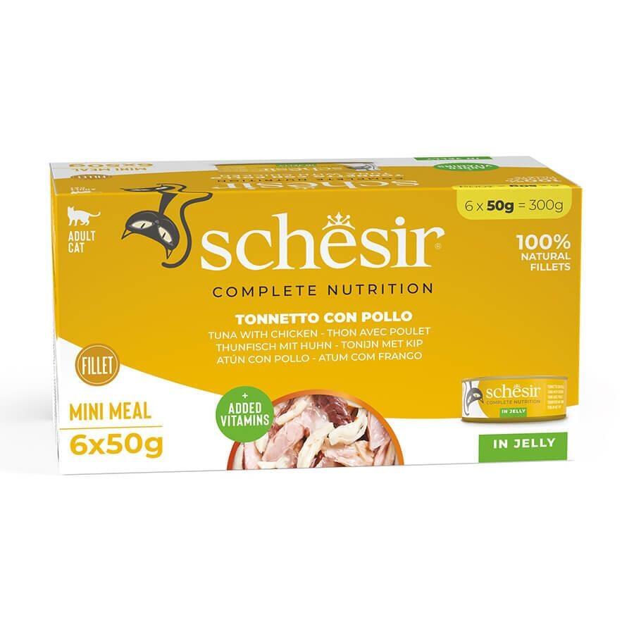 Schesir Tam ve Dengeli Ton Balığı ile Tavuklu Jöle İçinde Kedi Konservesi Multipack 6x50g - 1