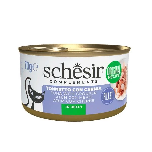 Schesir Ton Balıklı ve Orfoz Balıklı Jöle İçinde Konserve Kedi Maması 70gr - 1