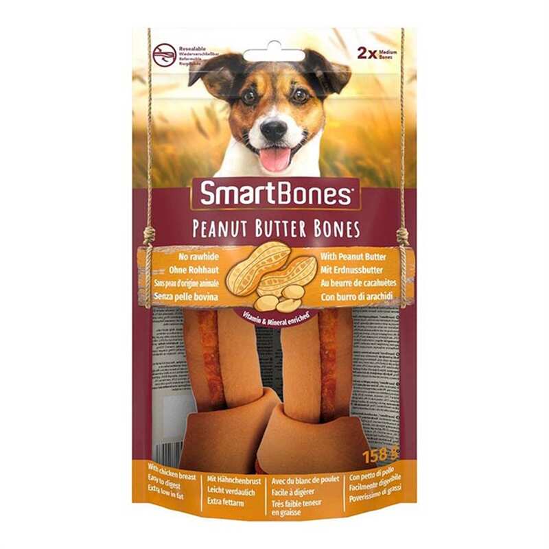 Smartbones Tavuklu Fıstık Ezmeli Medium Düğüm Kemik 2'Li 158 Gr.