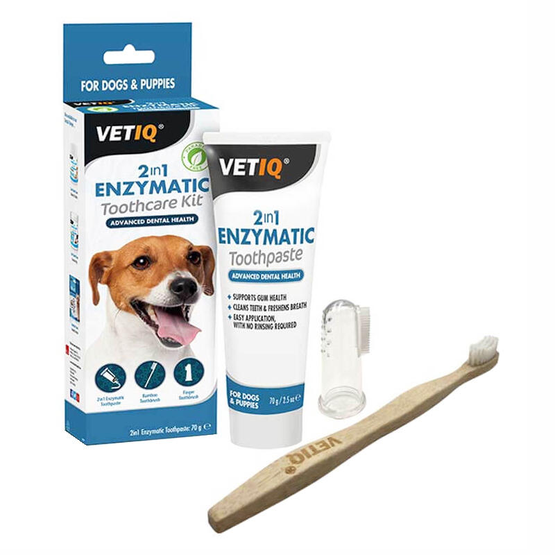 VetIQ 2in1 Enzymatic Köpek Diş Macunu ve Diş Fırçası Seti 70  Gr. - 1