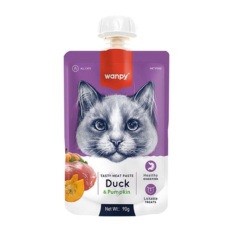 Wanpy Taze Ördekli ve Bal Kabaklı Et Ezmesi Doğal Kedi Ödülü