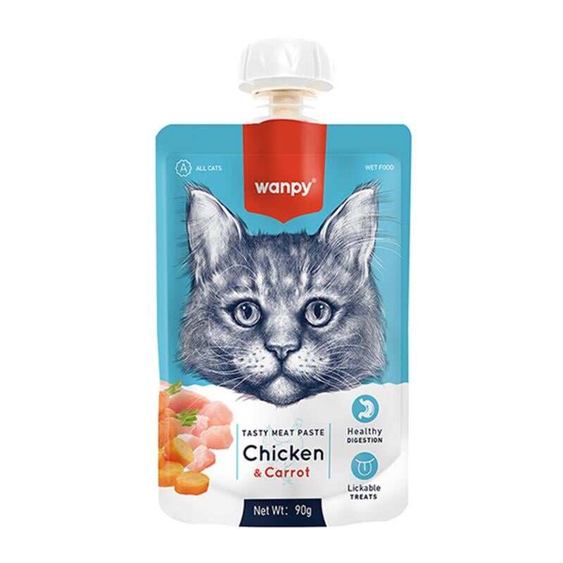 Wanpy Taze Tavuklu ve Havuçlu Et Ezmesi Doğal Kedi Ödülü