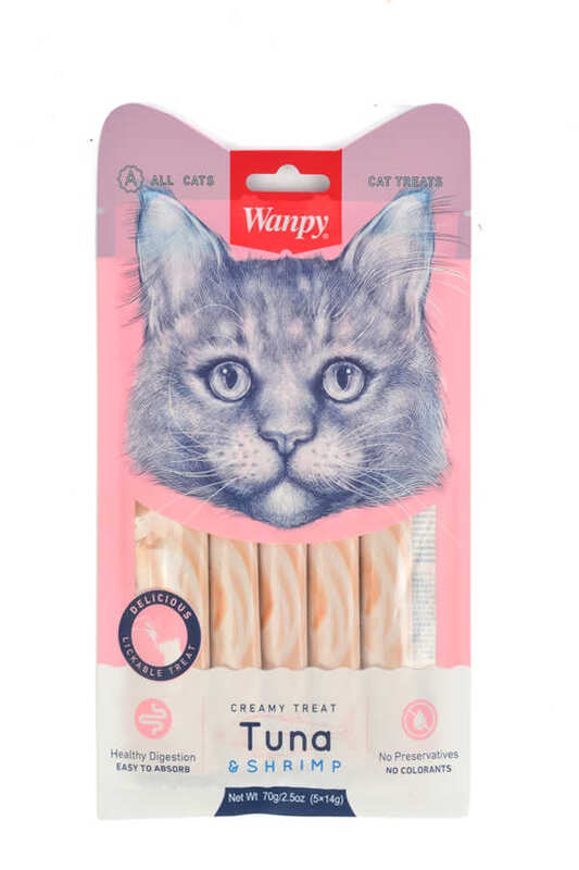 Wanpy Ton Balığı&Karides Sıvı Ödül RA-050 Likit Kedi Ödülü 5x14 Gr.