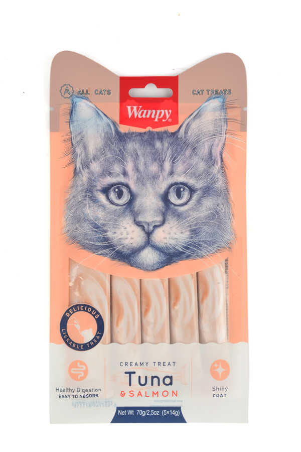 Wanpy Ton Balığı&Somon Sıvı Ödül RA-052 Likit Kedi Ödülü 5x14 Gr. - 1