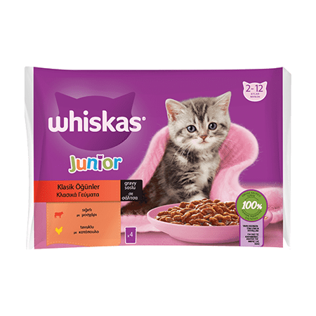 Whiskas Pouch Sos İçinde Sığırlı ve Tavuklu Yavru Kedi Konservesi 85gr (4'lü) - 1
