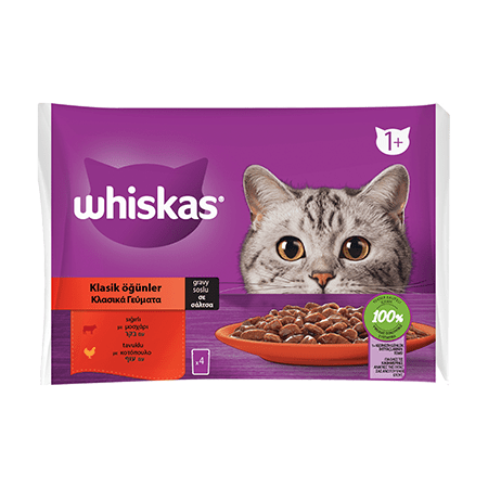 Whiskas Pouch Sos İçinde Sığırlı ve Tavuklu Yetişkin Kedi Konservesi 85gr (4'lü)