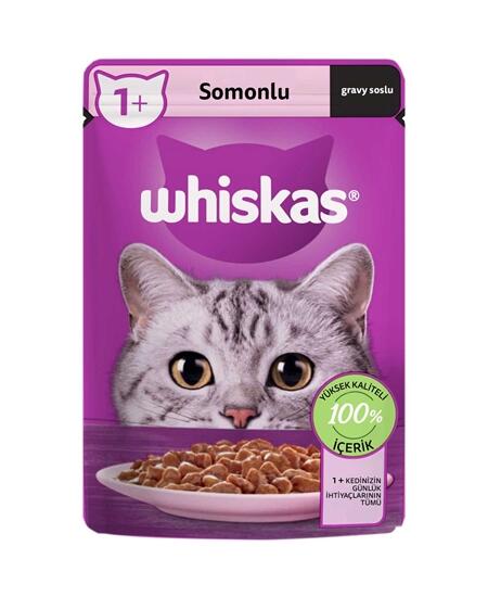Whiskas Pouch Sos İçinde Somonlu Yetişkin Kedi Konservesi 85gr - 1