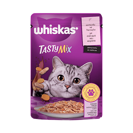 Whiskas Pouch TastyMix Sos İçinde Somonlu ve Havuçlu Yetişkin Kedi Konservesi 85gr - 1