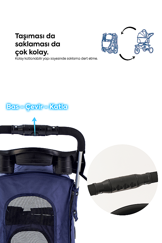 ZAMPA TRİBORO KÖPEK&KEDİ ARABA LACİVERT 45x90x90CM - 6